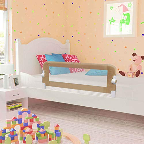 Barandilla Plegable de La Cama,Barandilla de Seguridad Cama de Niño Poliéster Gris Topo 120 x 40,5 x 42 cm