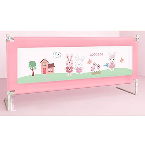 Barrera de Cama Railo De Camas Para Niños, Levantamiento Vertical Camas Anti-caídas Guardias Rieles Casero De Repisa De La Cama Altura Del Guardia De La Cama Ajustable Para N(Size:150cm ,Color:Rosado)