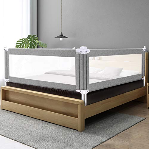 Barrera de Cama, Rejilla para Cuna de bebé, protección anticaídas, Color Gris, 1 Lado (120 cm)