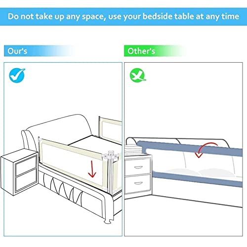 Barrera Seguridad Niños Cama, Barandilla Cama Niño Safety 1St Barrera de Seguridad Barrera de Cama Portátil Barrera de Cama Ajustable Rejilla de Protección Barandilla de Seguridad Protección 200x68cm