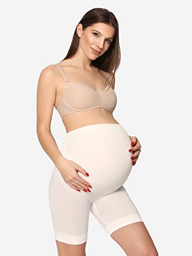 Be Mammy Premamá Leggins Pantalones Cortos Shorts Maternidad Ropa Verano Mujer 06 15 (Ecru, XL)