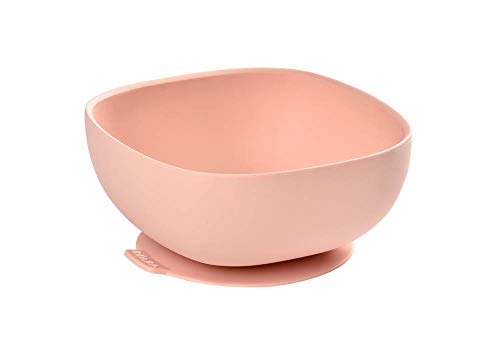 BÉABA Bol de Silicona con Ventosa, Cuenco para Bebés y Niños, Antideslizante, Antivuelco, Se adhiere a la perfección a la mesa y bandeja de la trona, Microondas, Comida Infantil, Rosa