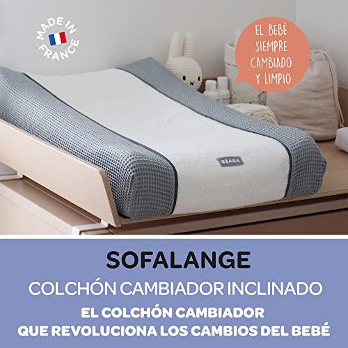 Béaba, Colchón Cambiador Sofalange, Posición inclinada, Limita el reflujo, Duración y Calidad, Tejidos Certificados Oekotex, Made in France, Concepto Patentado, Blanco