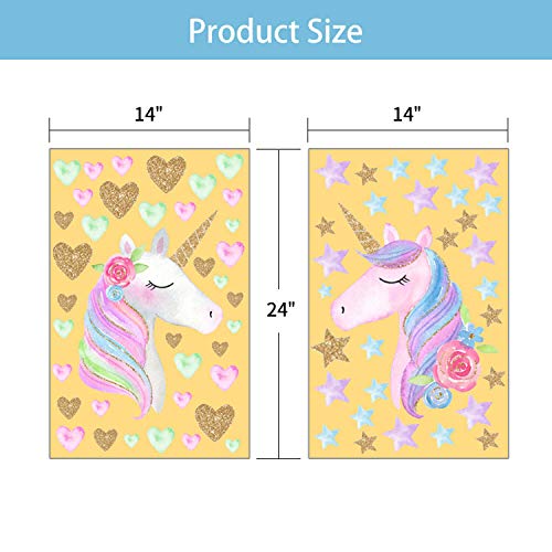 Beanlieve Pegatinas Pared Unicornio Extraíbles, Diseño Unicornio Con Corazones y Estrellas, Pegatinas Reflectantes Para Decoración Pared Para Fiestas Cumpleaños, Dormitorios Niños, Habitación Bebé