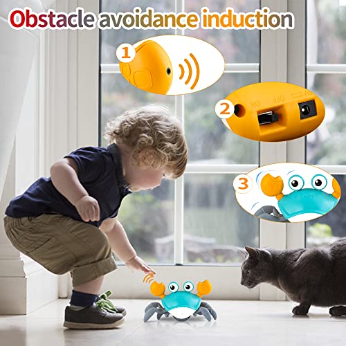 Beavo El Juguete Cangrejo Que Gatea para Bebés Tiene Música y Luces Led, Interacción del Niño Pequeño con Detección Automática para Evitar Obstáculos, Juguete de Desarrollo Intelectual