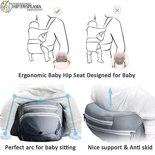 Bebamour Portabebés Recién nacido a niño pequeño, Portabebés 6 en 1 para 0-36 meses, 100% algodón, Asiento de cadera plegable para bebé 3 piezas Baberos de babero para bebés (Black)