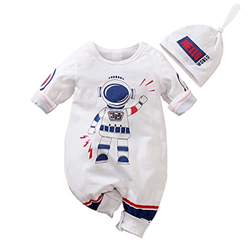 Bebé Bebé Niño Niñas Ropa De Dibujos Animados Astronauta Astronauta Impresión Mameluco Niños Con Capucha Mono Monos Mono Mono Mono Conjunto De Juego, blanco, 9 mes