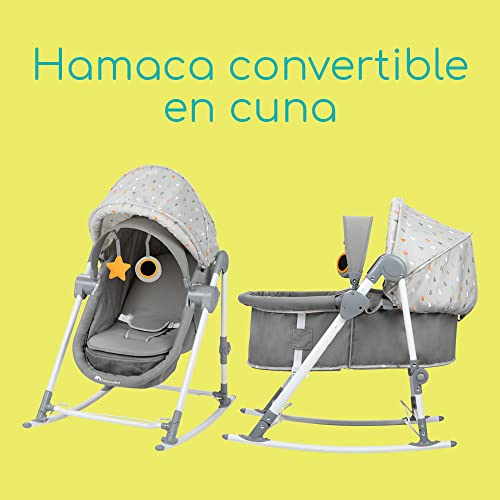 Bebe Confort Calys Cuna mecedora, hamaca reclinable, plegable, con colchón acolchado incluido, desde el nacimiento hasta aprox. 9 meses, color Warm Grey (Multi)