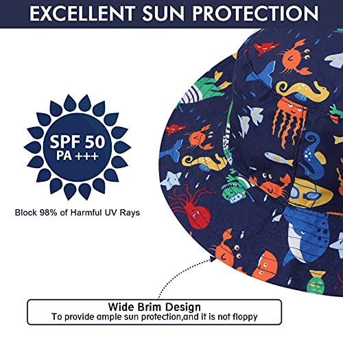 Bebé Niña Niño Sombrero de Sol Verano Algodón Niño Tiburón Ajustable Pescador Gorra Protección de Sol Anti UV para Exteriores/Natación/Playa/Piscina UPF 50+