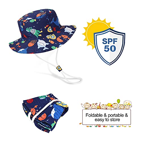 Bebé Niña Niño Sombrero de Sol Verano Algodón Niño Tiburón Ajustable Pescador Gorra Protección de Sol Anti UV para Exteriores/Natación/Playa/Piscina UPF 50+