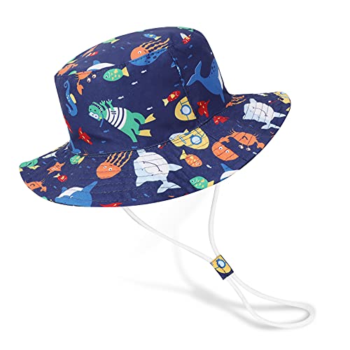 Bebé Niña Niño Sombrero de Sol Verano Algodón Niño Tiburón Ajustable Pescador Gorra Protección de Sol Anti UV para Exteriores/Natación/Playa/Piscina UPF 50+