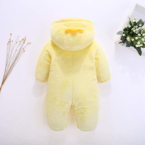 Bebé Niño Mameluco Terciopelo Lindo Mono Amarillo con Capucha y Pollito Forro de Algodón Abrigo Cálido de Invierno Traje Bebé Disfraz Chándal Bebe Pijama Animal Conjunto Niño Boda