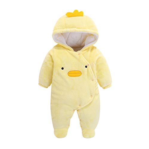 Bebé Niño Mameluco Terciopelo Lindo Mono Amarillo con Capucha y Pollito Forro de Algodón Abrigo Cálido de Invierno Traje Bebé Disfraz Chándal Bebe Pijama Animal Conjunto Niño Boda