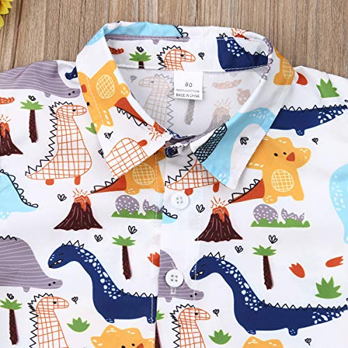 Bebé Niño Traje de 2 Piezas Conjunto Top Camisa de Manga Corta Pantalón Corto Camiseta con Estampado Infantil Ropa Verano de Playa para Vacaciones (Dinosaurio, 1-2 Años)