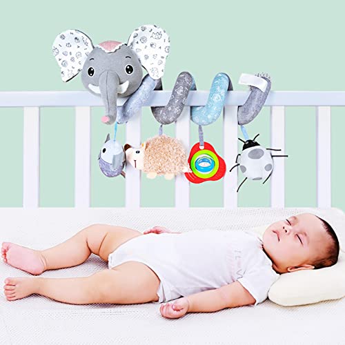 Bebé niños niñas cama envolvente alrededor de juguete de felpa cuna cochecito barra espiral elefante colgante música sonajero juguete