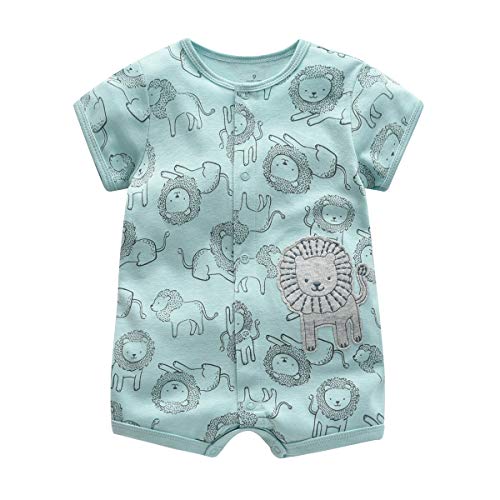 Bebé Pijama Niños Pelele de Algodón Body Manga Corta Verano Jumpsuit 0-3 Meses