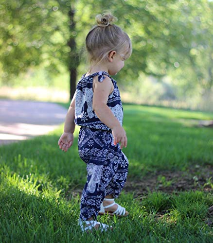 Bebé Recién Nacida Ropa Verano 2 Piezas Traje para Niñas Pequeñas Top Camiseta sin Manga de Tirantes + Pantalones con Estampado de Elefante Conjunto de Moda para Baby Girl 5-6 Años