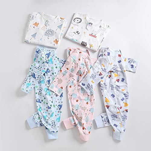 Bebé Saco de Dormir con Pies 1 Tog Pijama Verano/Primavera Algodón Saco de Dormir con Desmontable de Manga Larga Mono Niños Niñas 1-2 anni