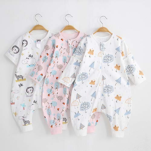 Bebé Saco de Dormir con Pies 1 Tog Pijama Verano/Primavera Algodón Saco de Dormir con Desmontable de Manga Larga Mono Niños Niñas 1-2 anni