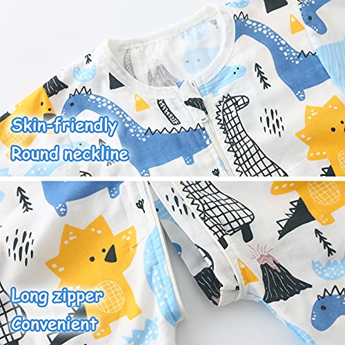 Bebé Saco de Dormir con Pies Pijama 0.5Tog Manga Larga Verano Mono Muselina de Algodón Transpirable Ropa de Dormir Mamelucos Niños Niñas (XL) 3-5 años