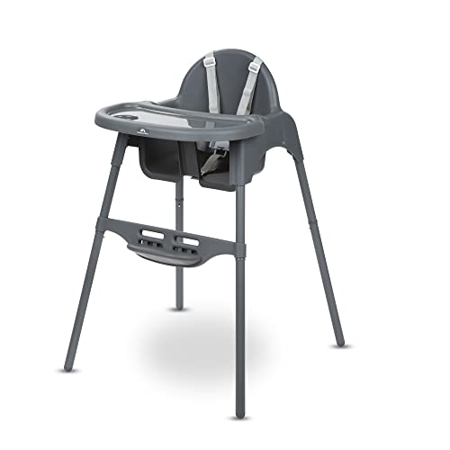 Bebeconfort Meely Trona bebe para niños de 6 meses a 3 años, se transforma en silla, con bandeja regulable y reposapiés, fácil de limpiar y mover, color gris oscuro