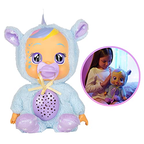 BEBÉS LLORONES Goodnight Starry Sky Jenna | Suave muñeca quitamiedos para Dormir, Que llora lágrimas LED, Proyecta Cielo de Estrellas con Música Relajante + Portabebés