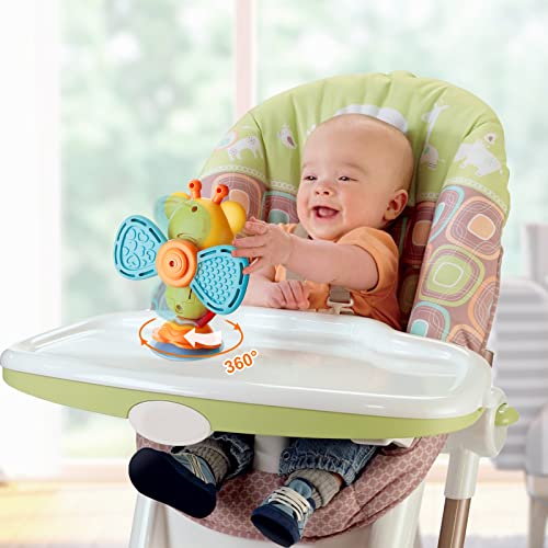 Bebés Ventosa Musical Juguetes Giratorios - Juguete de Succión para Silla Alta Sucker Spinner Niños Juguetes de Mesa para la Dentición Sensorial para Bebés Niños Aprendizaje Educativo 6 Meses +