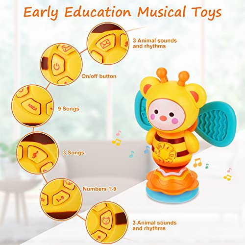 Bebés Ventosa Musical Juguetes Giratorios - Juguete de Succión para Silla Alta Sucker Spinner Niños Juguetes de Mesa para la Dentición Sensorial para Bebés Niños Aprendizaje Educativo 6 Meses +