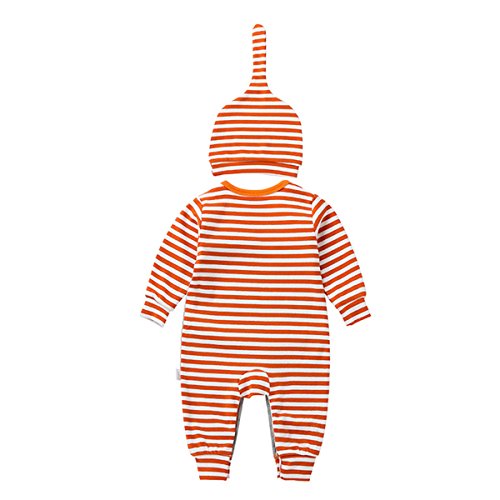 Bebone Bebé Niños Niñas Pijama para bebés de Manga Larga Loungewear Sombrero Ropa para Dormir y Batas (Naranja, 12 Meses)