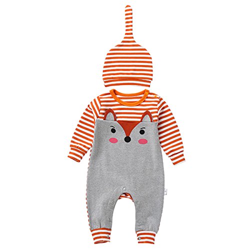 Bebone Bebé Niños Niñas Pijama para bebés de Manga Larga Loungewear Sombrero Ropa para Dormir y Batas (Naranja, 12 Meses)