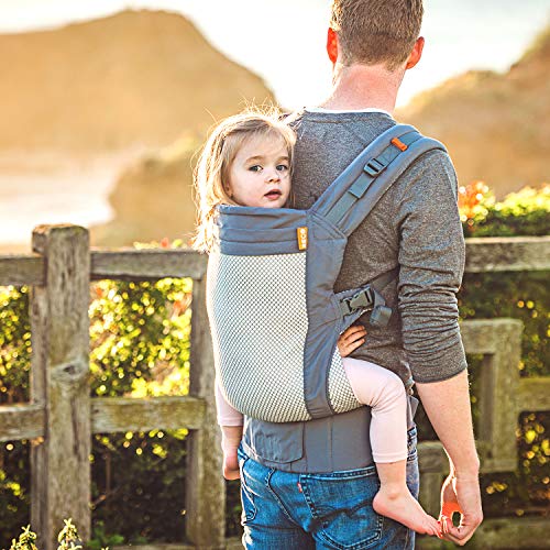 Beco Portabebés para Niños Pequeños - Mochila Portabebés para infantes de 20 a 60 libras diseñada para cargar niños pequeños con asiento extra amplio (Cool Grey Mesh)