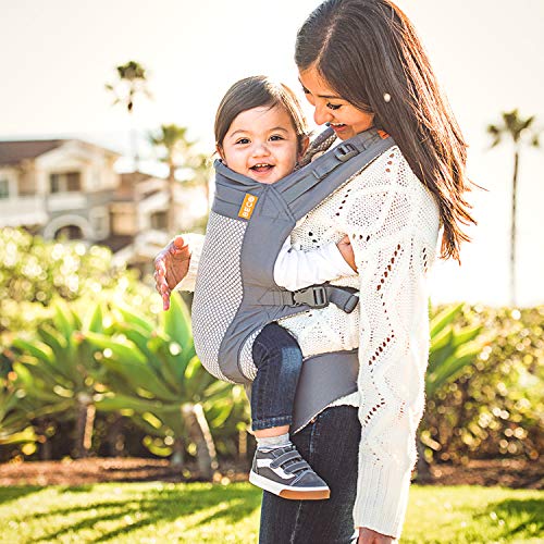 Beco Portabebés para Niños Pequeños - Mochila Portabebés para infantes de 20 a 60 libras diseñada para cargar niños pequeños con asiento extra amplio (Cool Grey Mesh)