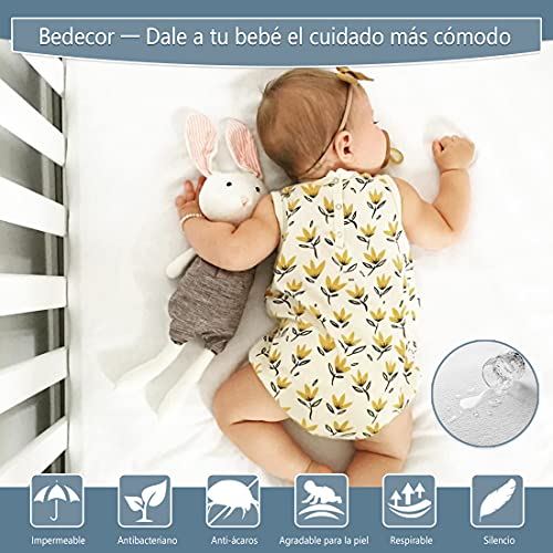 Bedecor Algodón Protector Colchón Cuna,Cubre Colchón Bebé,Impermeable y Transpirable, Hipoalergénico - 70 x 140 cm