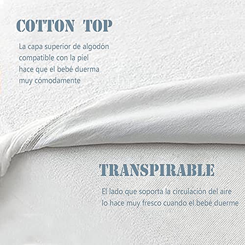 Bedecor Algodón Protector Colchón Cuna,Cubre Colchón Bebé,Impermeable y Transpirable, Hipoalergénico - 70 x 140 cm