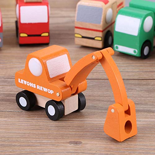 Belissy Coches De Madera Para NiñOs, 12pcs / Conjunto de madera del niño del bebé de dibujos animados de coches de juguete Aprendizaje Temprano Educación Tráfico Juguetes regalo de los niños