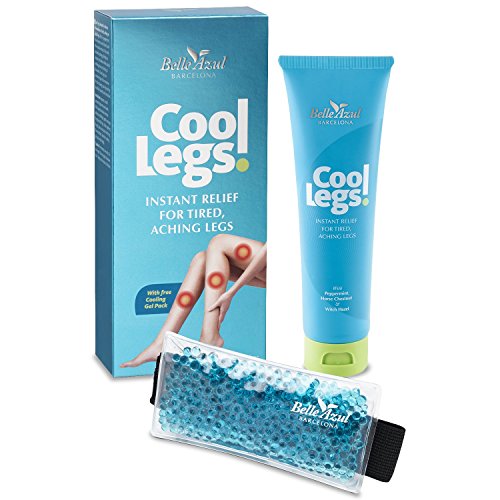 Belle Azul Cool Legs - Gel de Alivio Instantáneo para Piernas Cansadas y Doloridas - Mejora Circulación y Malestar Muscular - Efecto Frío Antiinflamatorio con Bolsa de Gel - Hecho en España / 100ml