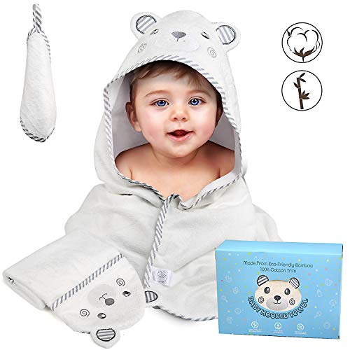 BelleStyle Toalla de Baño Bebé, Baby Toalla con Capucha, Capa de Baño Bebé Infantil, Toalla Bebe Recien Nacido, Ultra Suave Hipoalergénica de Bambú Orgánico Super Absorbente, Regalo Niños y Niñas