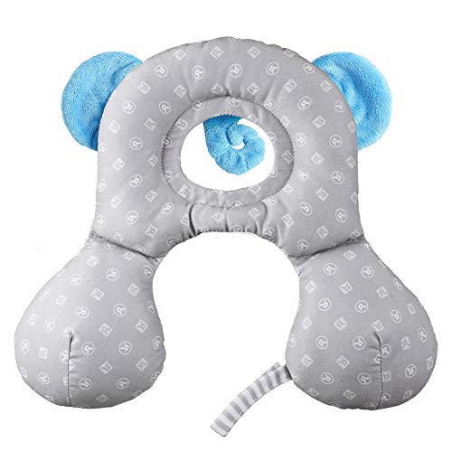 Ben Bat - Reposacabezas Coche Niño - Almohada Cervical Amigos de Viaje - Motivo Elefante - Niños 0 a 1 año - Medidas 1 x 23 x 29 cm - Para Sillas Grupo 0/0+ (0 a 13Kg) - Soporta Cabeza y Cuello