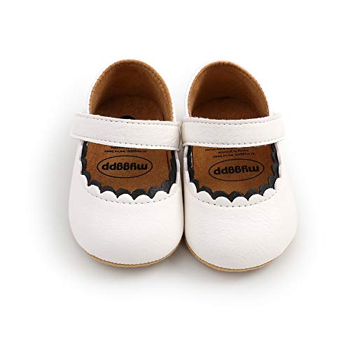 BiBeGoi Zapatos de ballet para recién nacidos, con lazo, Mary Jane, suela antideslizante, para niñas y bebés, para primera caminata, color Negro, talla 12-18 meses