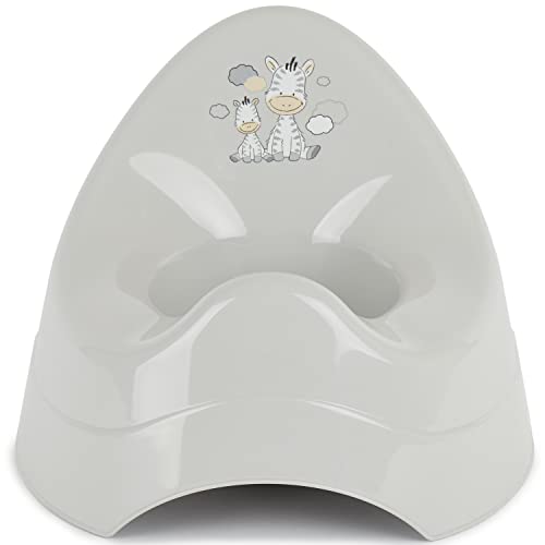 Bieco Orinal para niños con música gris, con diseño de cebra, a partir de 8 meses de WC/Klo; orinal infantil, orinal de aprendizaje, asiento infantil