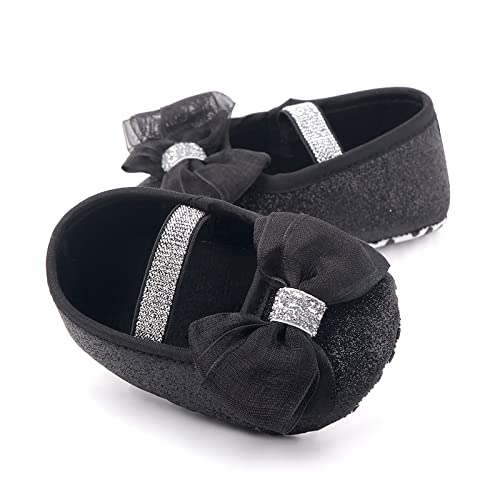 Binggong Zapatos para niños para caminar, para niños y niñas, suaves, para bebés y princesas., Negro , 0-3Months