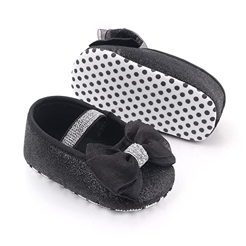 Binggong Zapatos para niños para caminar, para niños y niñas, suaves, para bebés y princesas., Negro , 0-3Months