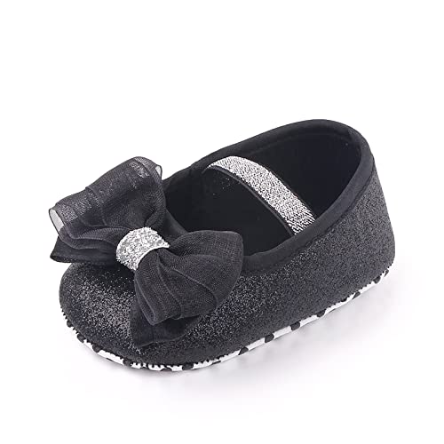 Binggong Zapatos para niños para caminar, para niños y niñas, suaves, para bebés y princesas., Negro , 0-3Months