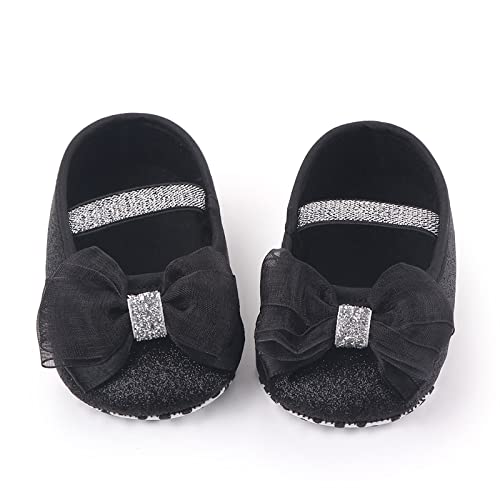 Binggong Zapatos para niños para caminar, para niños y niñas, suaves, para bebés y princesas., Negro , 0-3Months