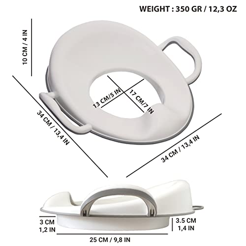 Bisoo Adaptador WC Niños - Reductor WC Bebé - Adaptador Baño para Niños - Asiento Inodoro Seguro y Cómodo - Adaptador Vater Infantil - Compacto y Portátil - Incluye Gancho para Colgarlo (Gris)