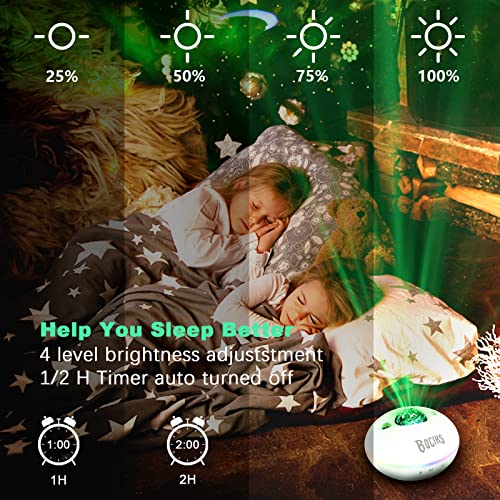 Bociks,Galaxy Aurora proyector de cielo estrellado, luz de noche LED para bebés, proyector de techo 3D, altavoces bluetooth, decoración de luz de ambiente de habitación, Regalos navideños