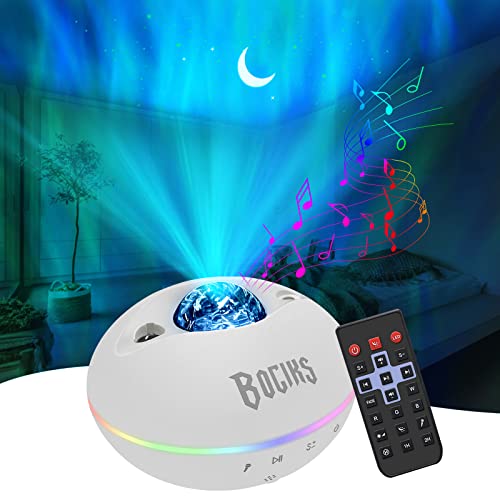 Bociks,Galaxy Aurora proyector de cielo estrellado, luz de noche LED para bebés, proyector de techo 3D, altavoces bluetooth, decoración de luz de ambiente de habitación, Regalos navideños