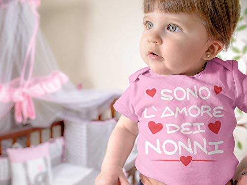 Body de bebé divertido con texto en inglés «Sono l'amore di nonn» de manga corta, ideal como regalo para nacimiento, niño o niña Bianco 6 Meses