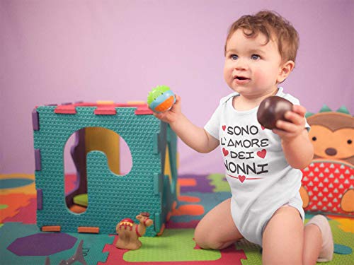 Body de bebé divertido con texto en inglés «Sono l'amore di nonn» de manga corta, ideal como regalo para nacimiento, niño o niña Bianco 6 Meses