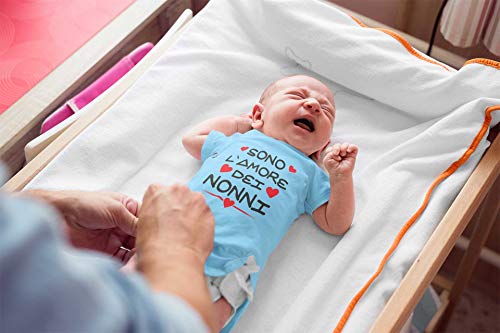 Body de bebé divertido con texto en inglés «Sono l'amore di nonn» de manga corta, ideal como regalo para nacimiento, niño o niña Bianco 6 Meses